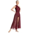 thumbnail image 2 of Oyolan Women's Lace Lyrical Dance Costume Long Split Keyhole Modern Contemporary Dance Dress Burgundy XXL, 2 of 7