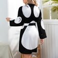 thumbnail image 6 of Dog Paws Hand Drawn Night Robe Long Sleeve V Neck Robe With Belt Women's Sleepwear Dresses, 6 of 9