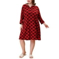 thumbnail image 2 of Agnes Orinda Plus Size Nightgown for Women Plaid V Neck Loungewear 1X Red, 2 of 6