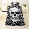 thumbnail image 3 of Castle Fairy Dark Gothic Skull Twin Sheets 3pcs,Happy Halloween Bedding,White Black,1 Fitted Sheet,1 Flat Sheet and 1 Pillowcase, 3 of 6