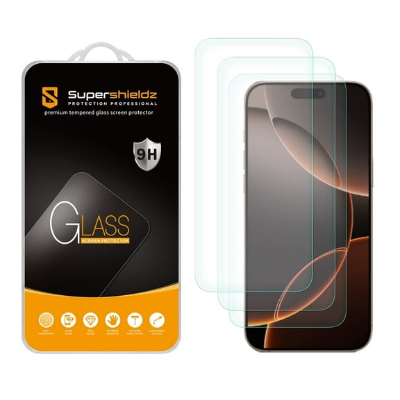 (3 Pack) Supershieldz Designed for iPhone 17 Pro Max / iPhone 16 Pro Max (6.9 inch) Tempered Glass Screen Protector, Anti Scratch, Bubble Free