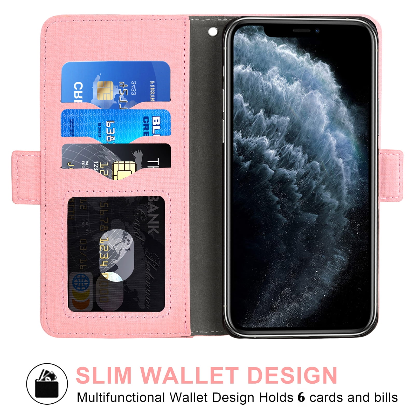 Magnetic Detachable Leather Wallet Case with RFID Blocker for Apple iPhone 11 Pro 5.8 - Nude Pink