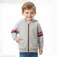 thumbnail image 2 of Fozruso Hooded Lightweight Jacket 8-9 Years,Boys Girls Hooded Jacket Kids Lightweight Zipper Pullover Windbreaker Outerwear Casual Spring Autumn Coat Gray, 2 of 6