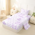 thumbnail image 2 of Manfei Purple Castle Bowknot Twin Sheet Sets For Kids,Princess Bow Print Bedding For Girls,3 Pieces, 2 of 6