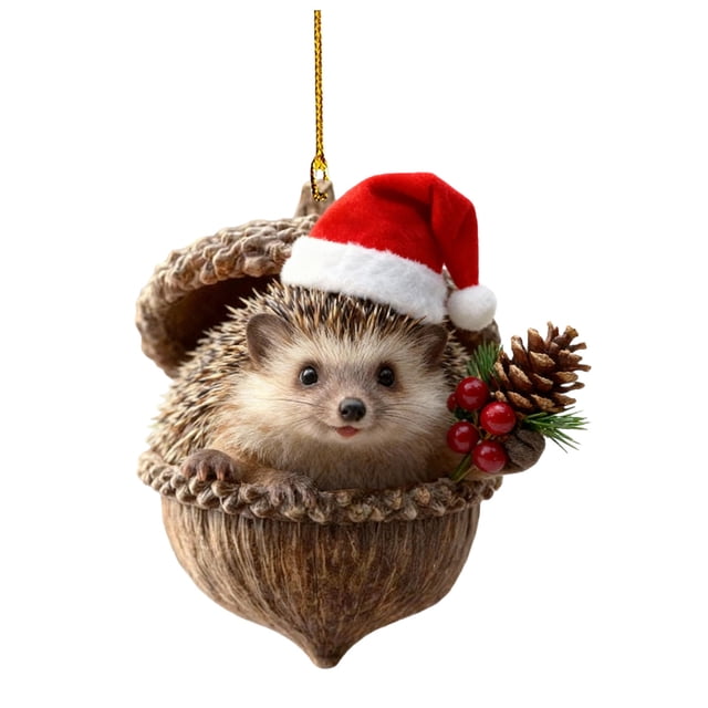 Adornos Navideños de Animales Del Bosque, Acrílicos, de 8 Cm, para Colgar En El Árbol de Navidad con Cordón | Regalo de Decoración Navideña para Amantes de La Naturaleza. Corona para El Hogar.