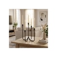 thumbnail image 2 of Modern Metal Iron Candelabra Candle Holder for Dining Tables - Five Architectural Arms Taper Candle Holders for Refined Centerpieces - Elegant Candlestick Holder for Home Decor - 17", Black, 2 of 13