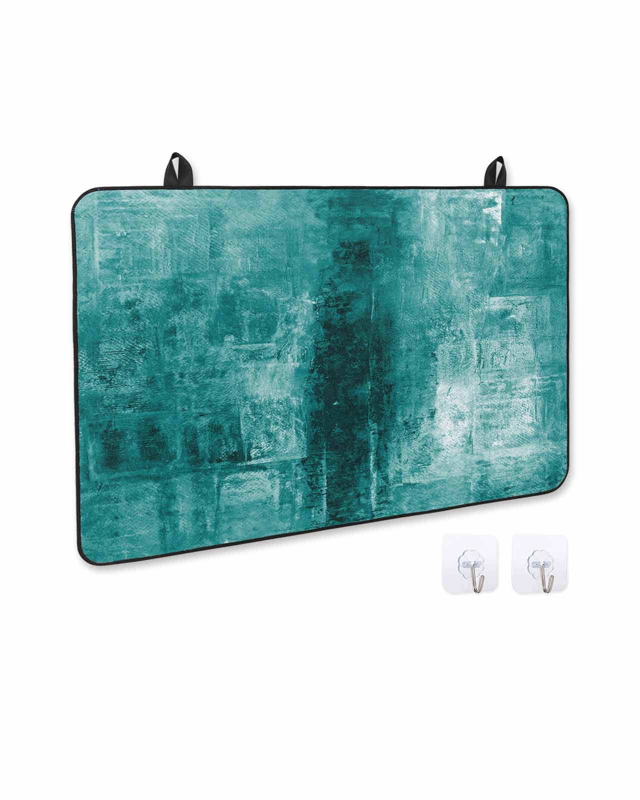 nqOlkjepod Large Induction Cooktop Protector Mat 24"x21", Teal Stove Top Covers for Electric Stove, Retro Oil Painting Modern Abstract Art Aesthetics Stove Burner Cover Mats, Glass Top Stove Cover