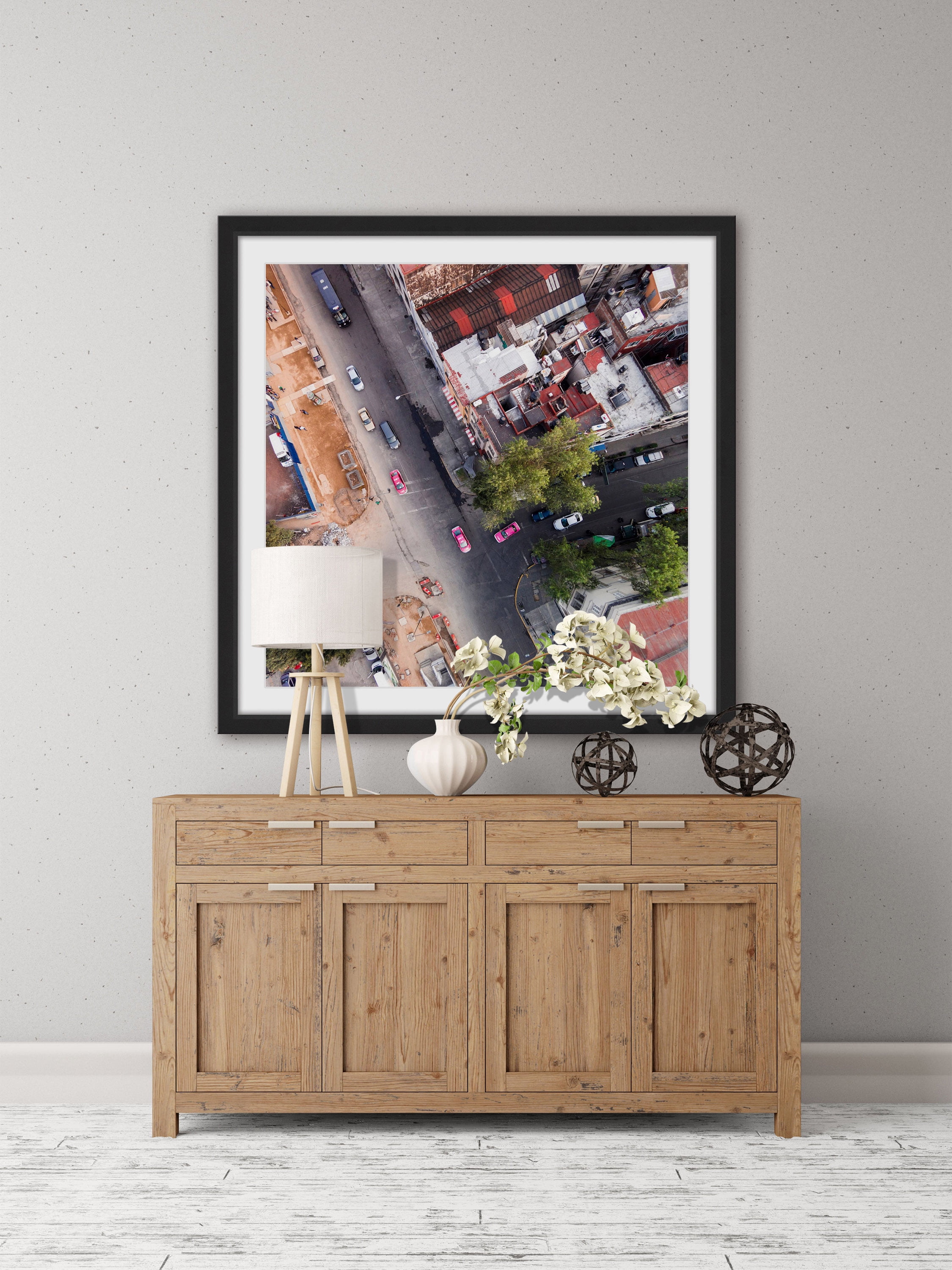 "Pink Cars" Framed Painting Print
