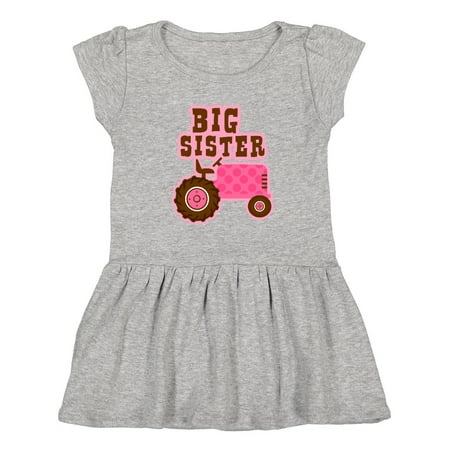 

Inktastic Pink Tractor Big Sister Girls Toddler Dress