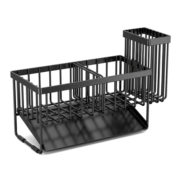 WZB 3‑Compartment Sink Caddy, 304 Stainless Steel Self‑Draining Sponge Holder, Rustproof Kitchen Organizer for Sponge & Soap