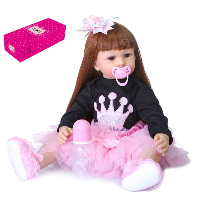 Decdeal Muñecas Reborn 24 Pulgadas Bebé Realista Silicona Vinilo &