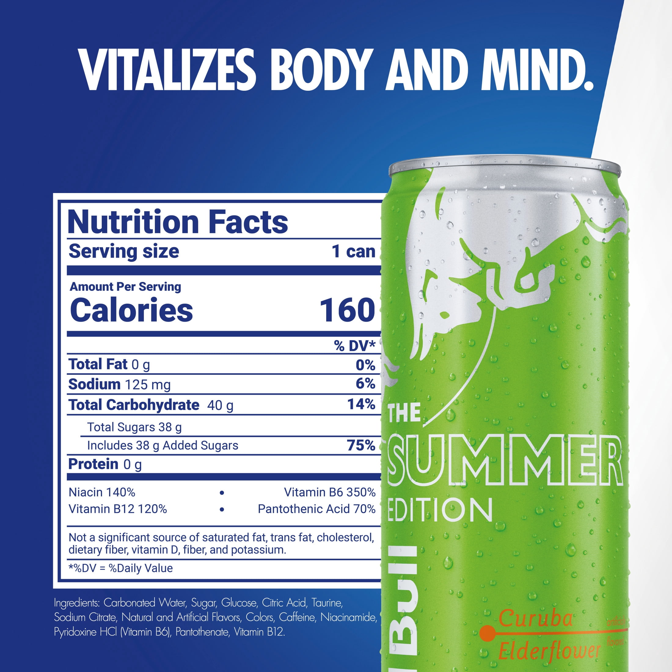 Red Bull Green Edition Energy Drink, Curuba Elderflower, 12 fl. oz. Can,  114mg Caffeine