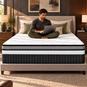 14 Inch Hybrid King Mattress King Size Mattress Pocket Spring Hybrid Mattress Comfort Mattress with Edge Support Mattress in a Box