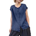 thumbnail image 2 of Xuyuer Women's Solid Color Sleeveless Blouse, Lace Collar Cardigan Top Loose Fit Casual Fashion Shirt, 2 of 6