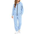 thumbnail image 2 of Unisex Kids Tracksuit Set, Zip Up Hoodie & Sweatpants 2 Piece Sweatsuit, Teen Boys Girls Athletic Fleece Sweat Suit, Casual Hooded Jogger Sportswear Outfit (Light Blue, 8-9 Years), 2 of 7