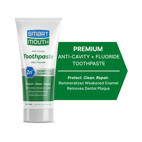 SmartMouth Premium Zinc Ion Toothpaste Protect, Clean & Repair, Mild Mint, 3.4oz