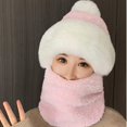 thumbnail image 5 of Women's Fleece Balaclava Hood, 3-in-1 Integrated Face Mask Neck Warmer and Beanie, Windproof Cold Weather Hood for Outdoor Running, Cycling, Skiing Pink, 5 of 5