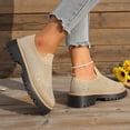 thumbnail image 4 of Rokment Women's Glitter Rhinestones Platform Walking Shoes Comfortable Slip on Socks Chunky Mid Heel Oxfords Casual Dress Fashion Sneakers Khaki Size 7.5, 4 of 7