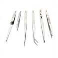 thumbnail image 3 of 6 Piece Hobby Flat Bent Nose Gem Precision Locking Clamp Tweezer Fish Tool Set Kit, 3 of 4