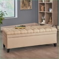 thumbnail image 3 of Storage Ottoman | Contemporary Button-Tufted | Living Room/Bedroom | Beige | Fabric, 3 of 11