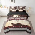 thumbnail image 2 of jejeloiu Rustic Cow Hide 7 Pieces Bedding Comforter Set,Abstract Geometric Rhombus Full Bedding Set,Gray Red Stripe Fitted Sheet Flat Sheet For Boys Kids,Ultra Soft Home Decor Reversible, 2 of 8