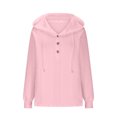 thumbnail image 4 of gakvbuo Long Sleeve Tunic Tops for Women Women'S Solid Color Rowan Hooded Button Loose Long-Sleeved Hoodie, 4 of 8