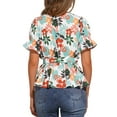 thumbnail image 3 of INSPIRE CHIC Women's Tops Floral V Neck Short Sleeves Round Hem Ruffle Peplum Blouse S White Floral, 3 of 5