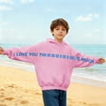 thumbnail image 6 of dazeni Boys Girls Valentine's Day Outfits Letter Graphic Pullover Hoodies Oversized Drop Shoulder Sweatshirts Spring Back to School Clothes Pink 7 Years, 6 of 7