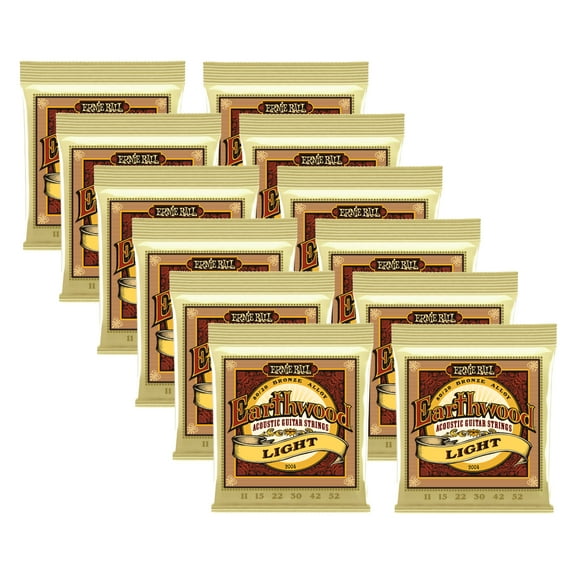 12 PACK Ernie Ball 2004 Earthwood 80/20 Bronze Light Acoustic Guitar Strings (11-52)