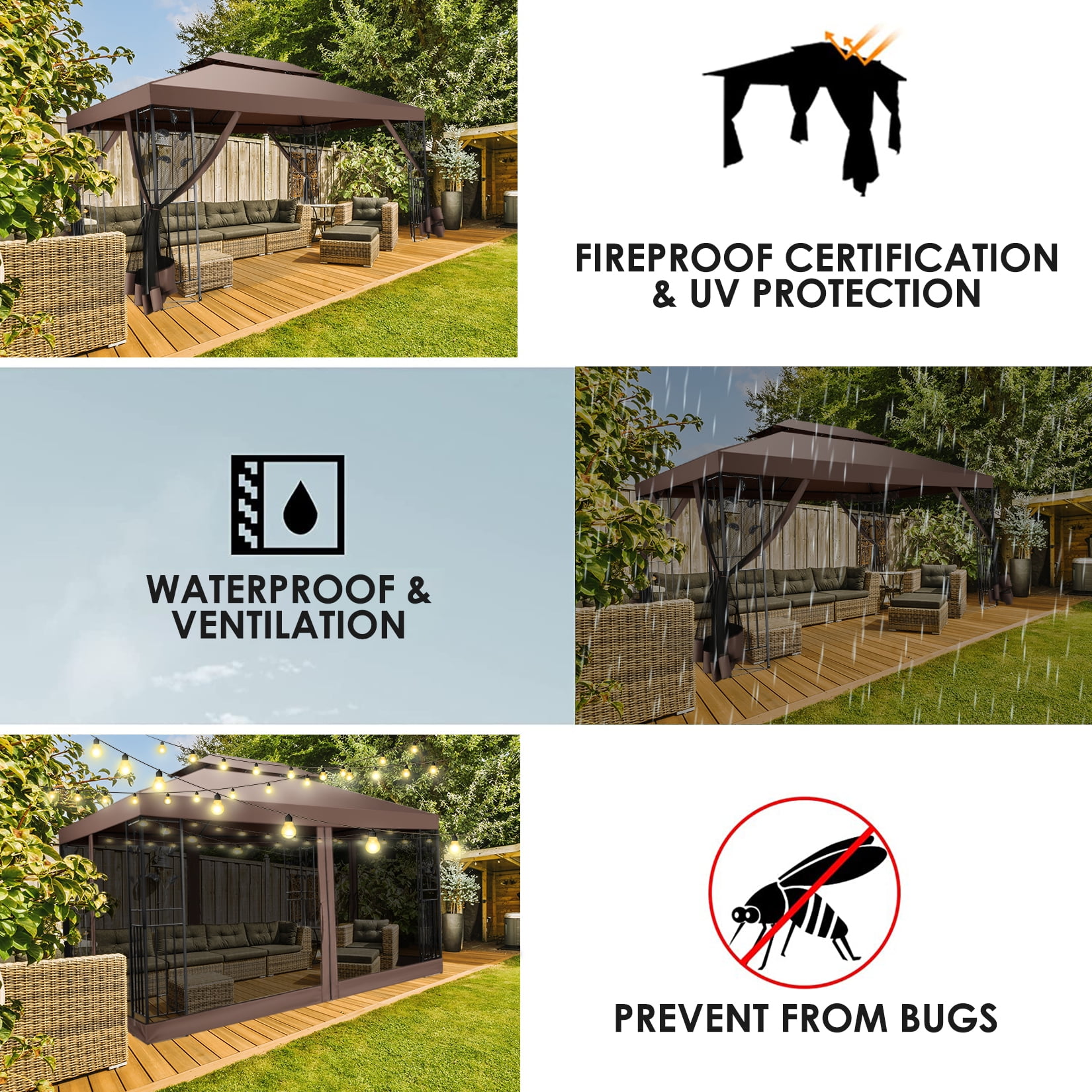 SANOPY 10'x13.3' Metal Patio Gazebo, Outdoor Canopy with