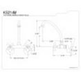 thumbnail image 2 of Kingston Brass Kingston 6-Inch Adjustable Center Wall Mount Kitchen Faucet, Polished Chrome, 2 of 2