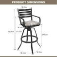 thumbnail image 4 of Pellebant Set of 2 Outdoor Cast Aluminum Swivel Bar Stool with Cushion in White, 4 of 9