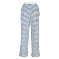 thumbnail image 4 of YueHuiYing Women's 2 Piece Sets Striped Long Sleeve Collared Tops Shirt Wide Leg Pants Matching Set, 4 of 9