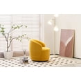 thumbnail image 3 of Swivel Barrel Chair, Teddy Fabric Accent Armchair with Stable Metal Base, 360 Degree Swivel Round Club Chair, Single Leisure Chair for Living Room Bedroom Office, Yellow, 3 of 7
