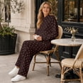thumbnail image 7 of Polka Dot Set Women Oversized Hoodie and Wide Leg Sweatpants Comfy and Cozy Fleece Sweatsuits Large Kangaroo Pocket 2 Piece Sweat Set For Streetwear Airport Daily Home Wear, 7 of 7