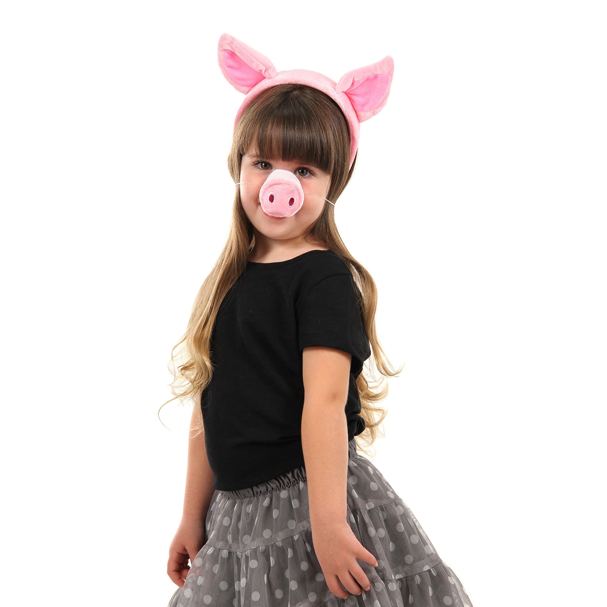 Kirei Sui Kids Pink Pig Costume Set - Headband, Nose, Tail, 3-Piece Dress-Up For Parties