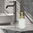 thumbnail image 6 of Unique Bargains 1 Pc Round Bottom Bamboo Grain Soap Dispenser 13.53oz Clear Gold Tone, 6 of 6