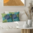 thumbnail image 4 of Teal Green Blue Pillow Covers 20x20 Set of 2, Spring Summer Dahlia Floral Decorative Throw Pillows Linen Geometric Flower Modern Style Cushion Pillow Covers for Sofa Couch Outdoor Decor, 4 of 6