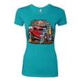thumbnail image 2 of Vintage Hot Rod Old Garage Cars and Trucks Womens Slim Fit Junior Tee, Tahiti Blue, 2XL, 2 of 3