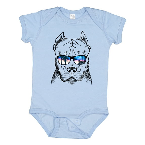 Inktastic Pitbull Sketch Portrait with Sunglasses Boys or Girls Baby Bodysuit