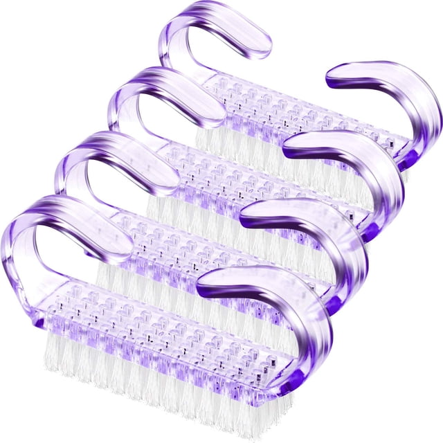 4 Piezas Cepillo de Uñas con Mango Cepillo de Limpieza para Fregar Uñas Cepillos de Uñas Cepillo de Limpieza de Uñas de Plástico, 2.6 x 0.5 x 1.4 Pulgadas (Púrpura) ER