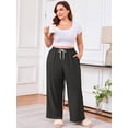 thumbnail image 6 of SHOWMALL Plus Size Pants for Women 3X, Dark Gray Relaxed Fit Wide Leg Casual Pants with Drawstring Elastic Waist and Pockets for Everyday Wear, 6 of 7