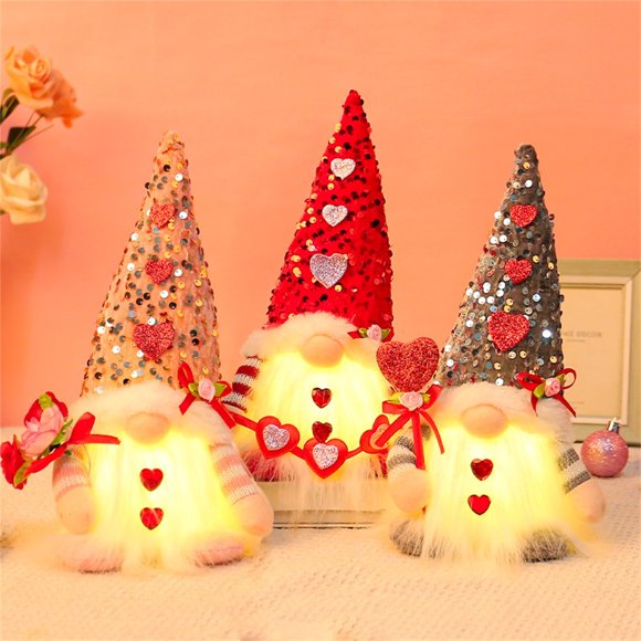 Sentmoon Plush Plush Toys for Kids Valentine's Day Rudolf Faceless Doll Gift Decoration Doll Valentine's Day Fabric Dwarf Embracing Heart for Him / Her