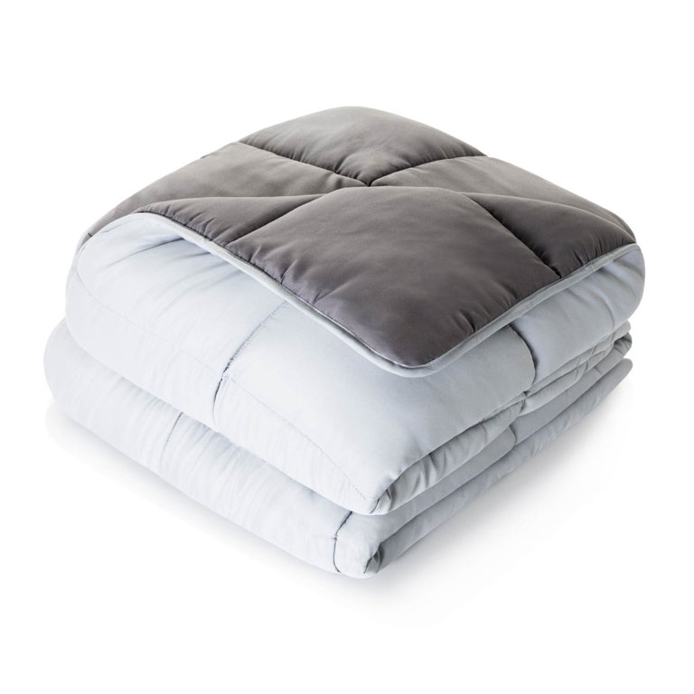 Brookside Down Alternative Reversible Quilted Comforter with Duvet Tabs (Queen - Grey/White)