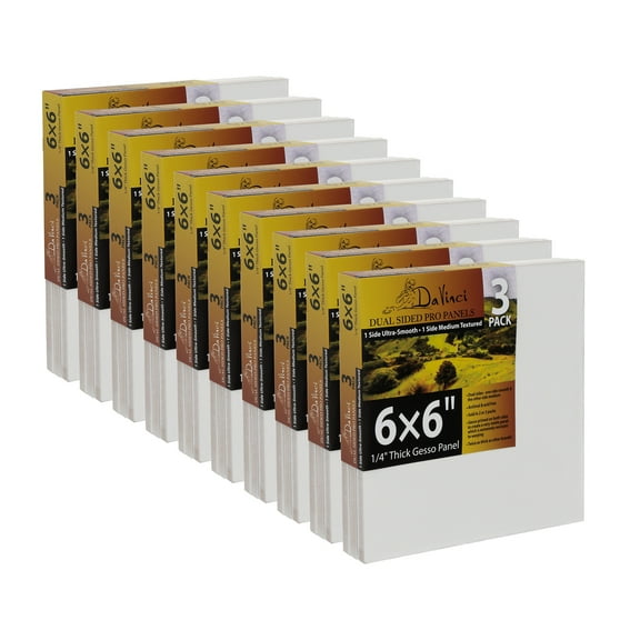 Jerry's Artarama Da Vinci Dual Sided Pro Panel Board - 30-Pack, 6x6" 6mm Deep Panels for Painting - Archival, Acid-Free Art Supplies - Ultra-Smooth & Medium Textured Paint Surfaces