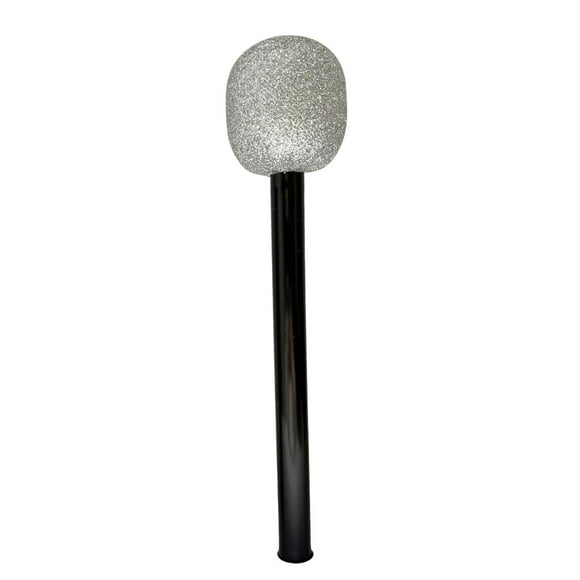 Bunblic Fake Microphone Pretend Singing Costume Prop Toy Microphone Prop Activity Show Recording for Career Day Toy Girls Boys Gifts Silver Black