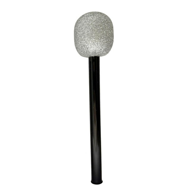 Siruishop Faux Microphone Activité Spectacle Enregistrement Jeu de Rôle Microphone Jouet Argent Noir