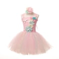 thumbnail image 3 of Ierhent Toddler Clothes for Girls Girl Peony Lace Back A-Line Straight Tutu Tulle Party Flower Girl Dress Pink,5-6 Years, 3 of 5