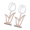 thumbnail image 3 of landege 2Pcs Table Decoration Wooden Tulip Centerpiece Flower Table Sign Flower Figurines Tabletopper Desktop Ornaments for Party Favor, 3 of 10