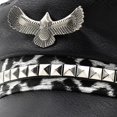 thumbnail image 5 of Hsqqdc Unisex Metal Rivet Studded Captain Hat PU Leather Flat Peaked Sailor Navy Cap, 5 of 7
